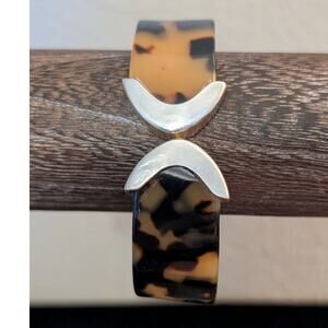 Vintage Sterling Silver 925 AT Tortoise Designed Cuff Bracelet